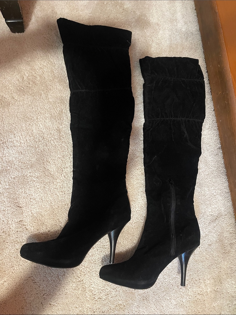 MIA Black Suede Over-the-Knee Stiletto Boots